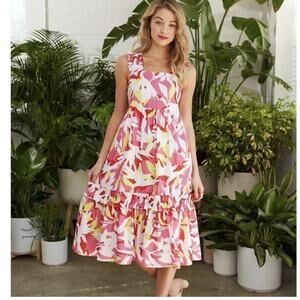 Crosby By Mollie Burch Bowie Dress Pink Tropics Size M